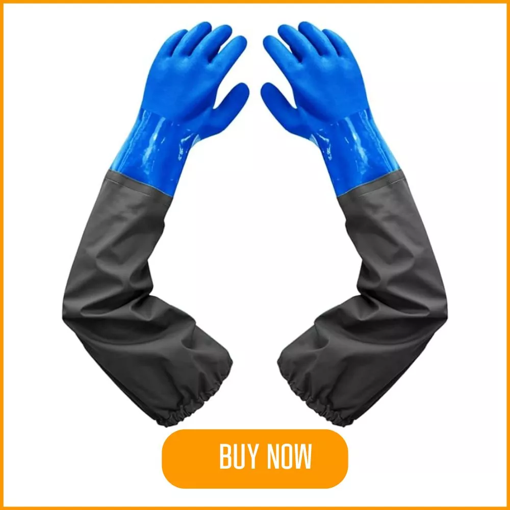25-inch waterproof gloves with long gray sleeves.