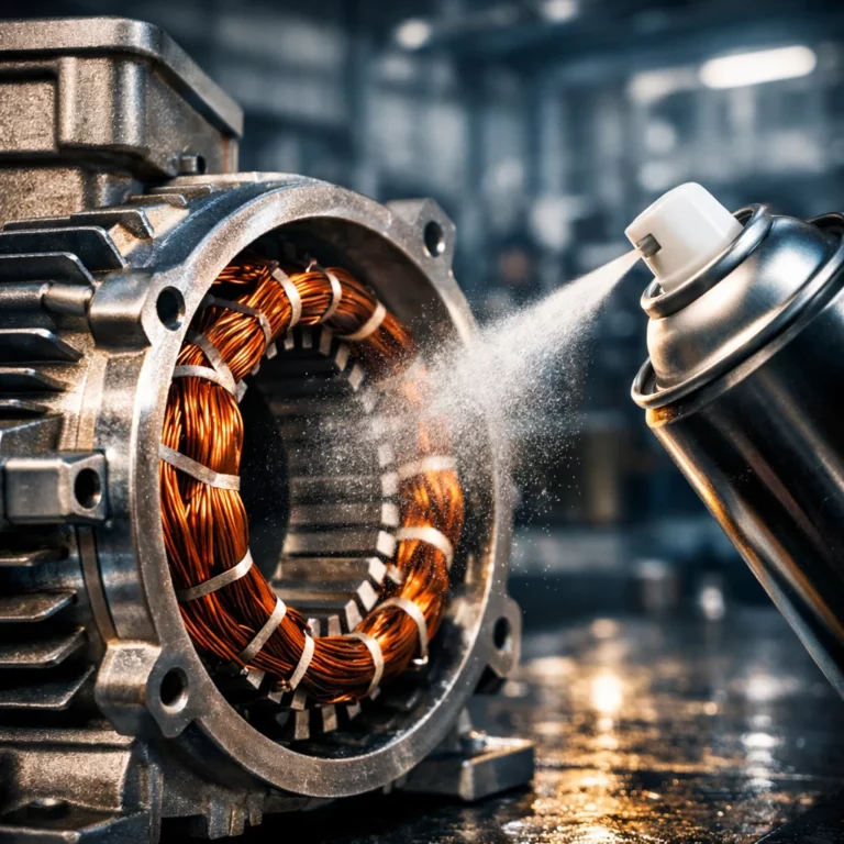 How does non-flammable electric motor cleaning spray function?